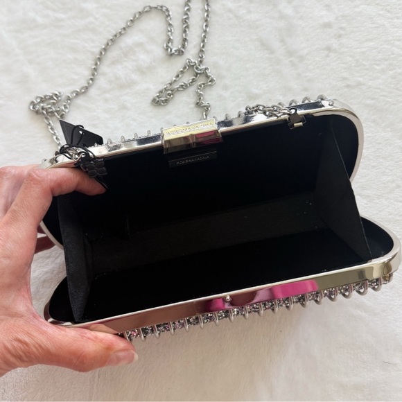 BCBGMAXAZRIA Silver Glitter Clutch w/ Chain Strap | NWT